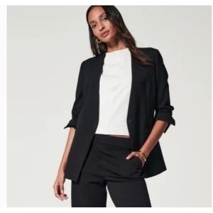 NEW Spanx The Perfect Blazer Sz L Oversized Black Single Button $248 Collarless